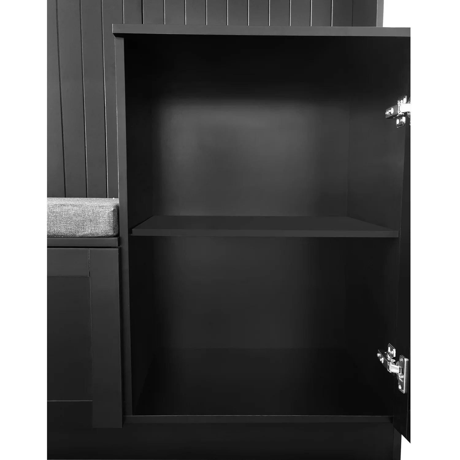 Hall Tree with Bench and Shoe Storage, Coat Rack with Cushion, Black P6332