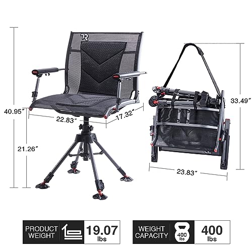 360 Degree Swivel Hunting Chair, 400 lbs Capacity, Height Adjustable, Padded Seat S57964