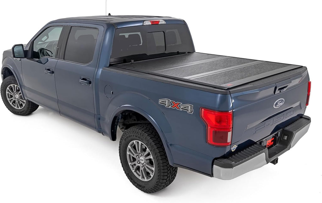 Hard Low Profile Tri-Fold Truck Bed Tonneau Cover for Ford F-150 (2015-2020) - Fits 5'7" Bed V6955