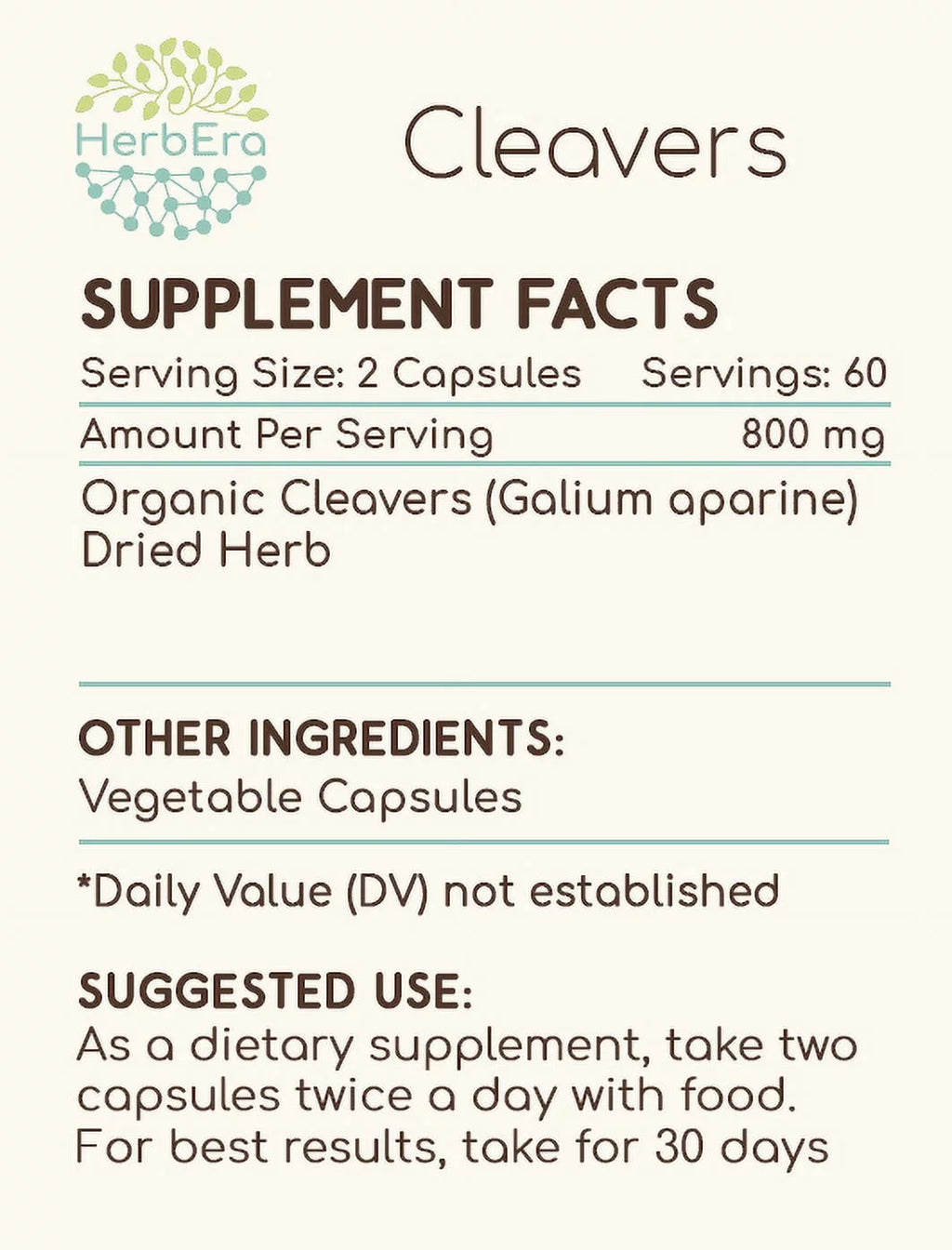 Organic Cleavers 120 Capsules, 400 mg U227990