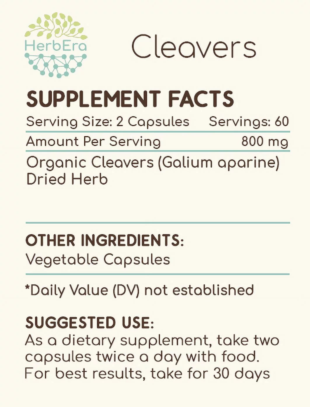 Organic Cleavers 120 Capsules, 400 mg U227990