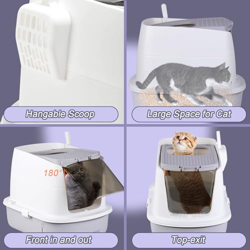 Cat Litter Box, Enclosed with Lid, Large Space, Drawer Type, Easy to Clean T4506