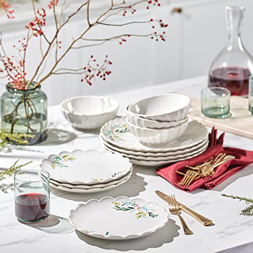 French Perle Berry 12-Piece Dinnerware Set, White Q14982