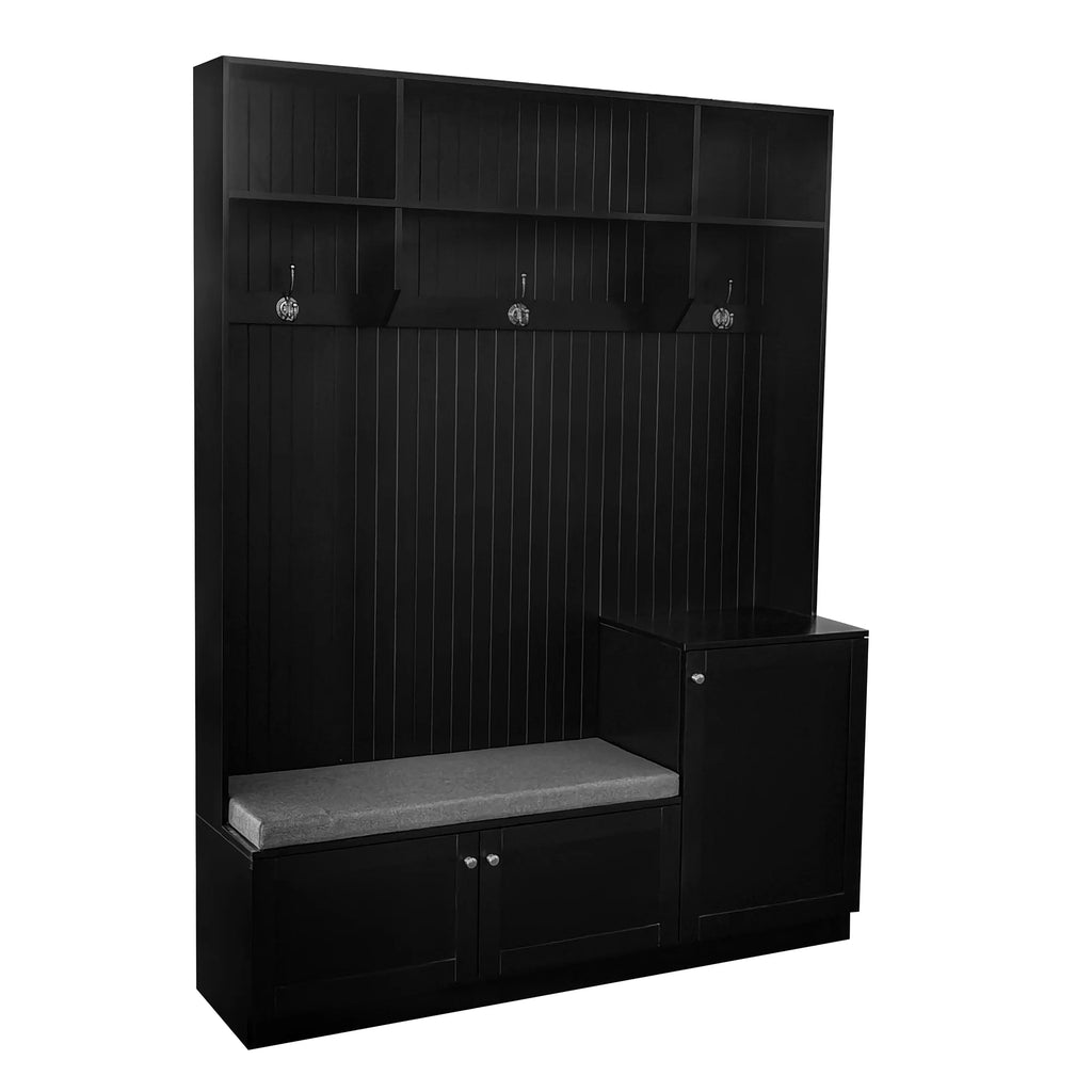 Hall Tree with Bench and Shoe Storage, Coat Rack with Cushion, Black P6332