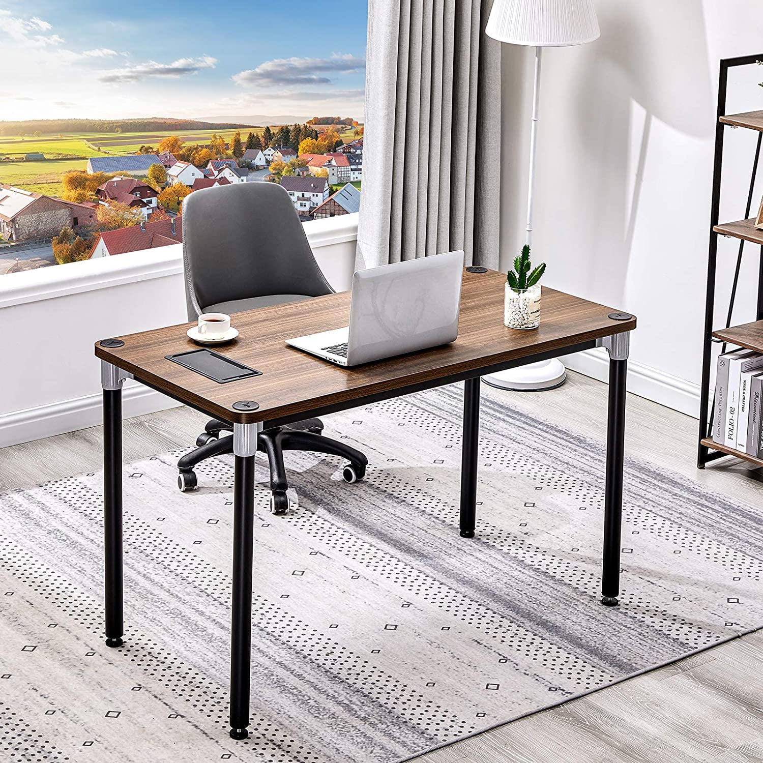 Walnut Computer Desk 47 Inch for Home Office V544709