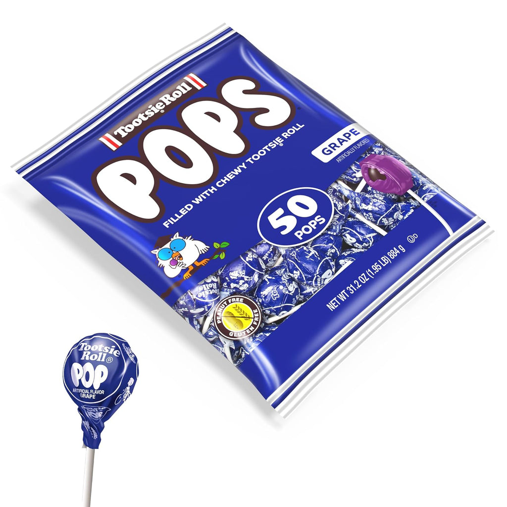 Grape Flavored Lollipops with Chocolatey Center, Individually Wrapped, 50 Count W5791