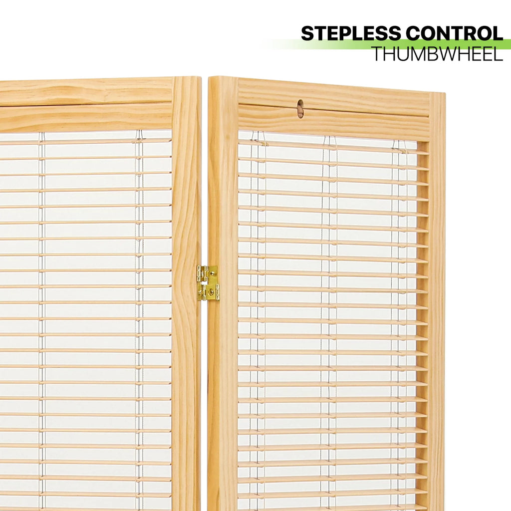 5.6 ft Foldable Room Divider, 3 Panel Wood Privacy Screen U937420