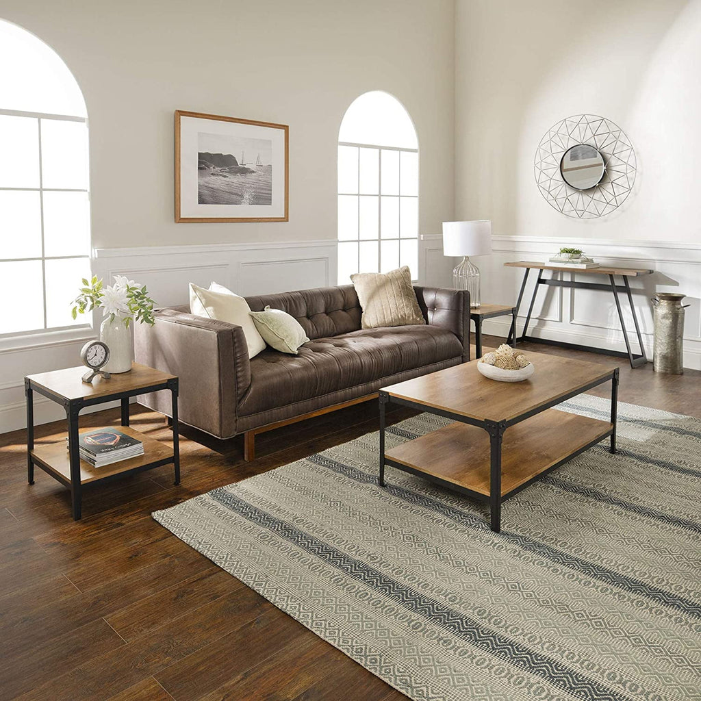 Industrial Angle Iron and Wood Coffee Table 46 Inch V294911