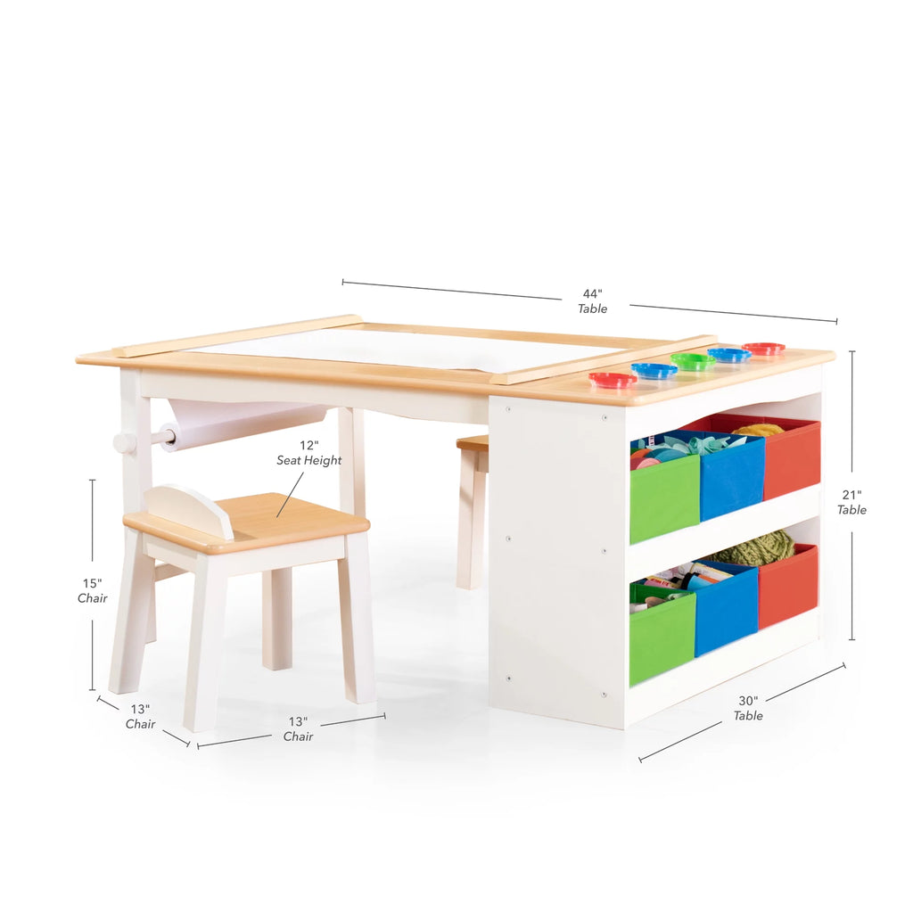 Kids Activity Table and Drawing Desk with Stools and Storage Z996416