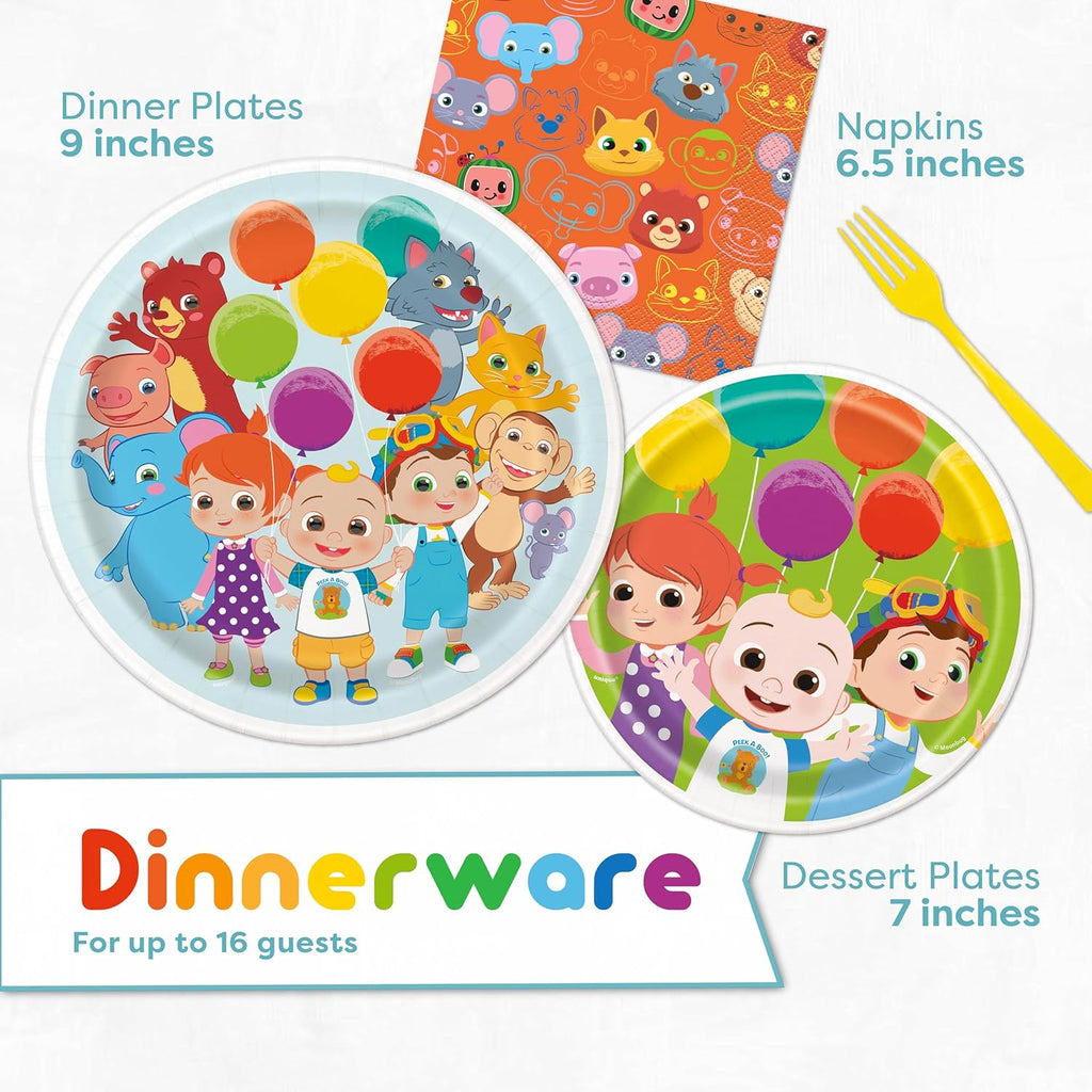 Party Supplies Set for 16 Guests with Table Cover, Plates, Napkins Q76327