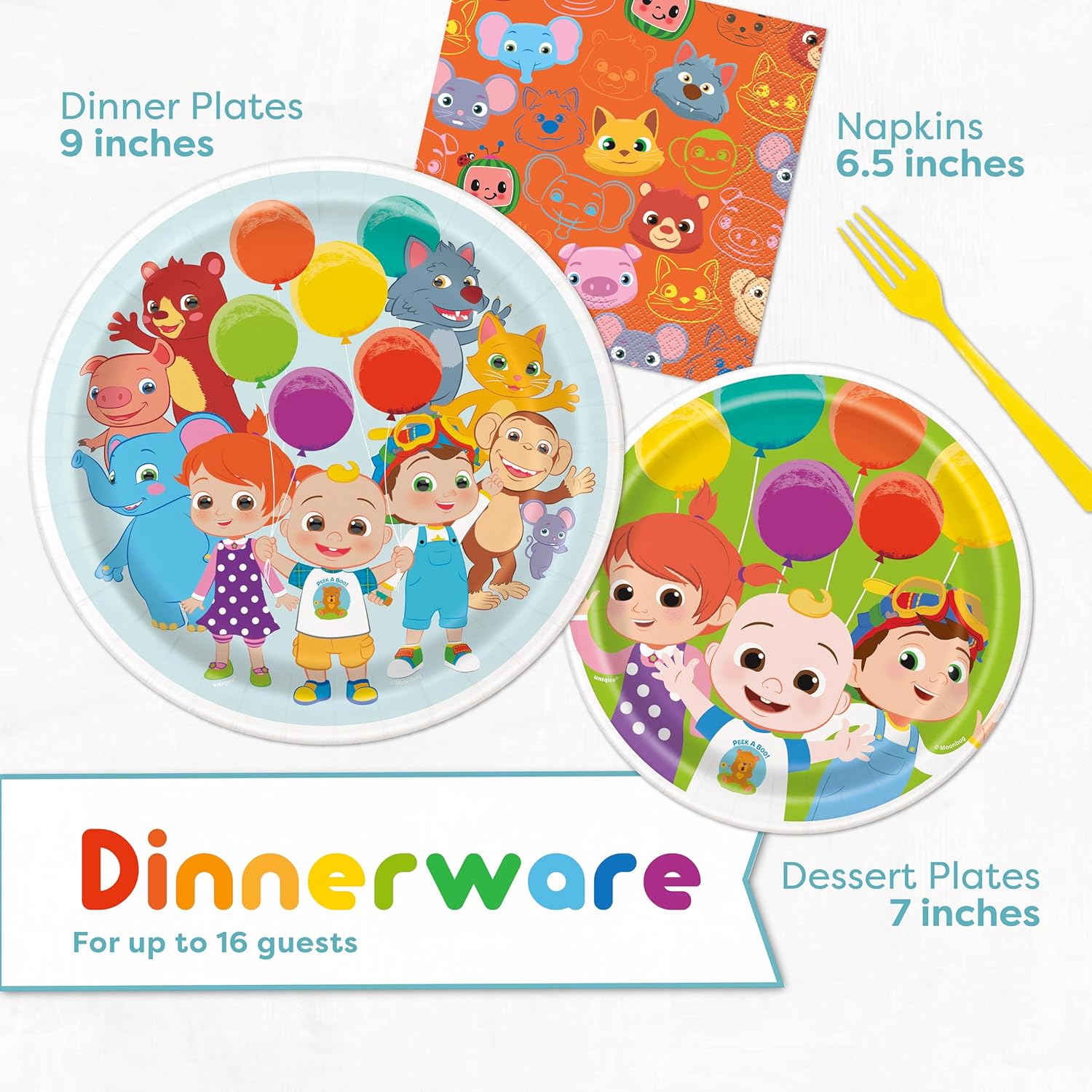 Party Supplies Set for 16 Guests with Table Cover, Plates, Napkins Q76327