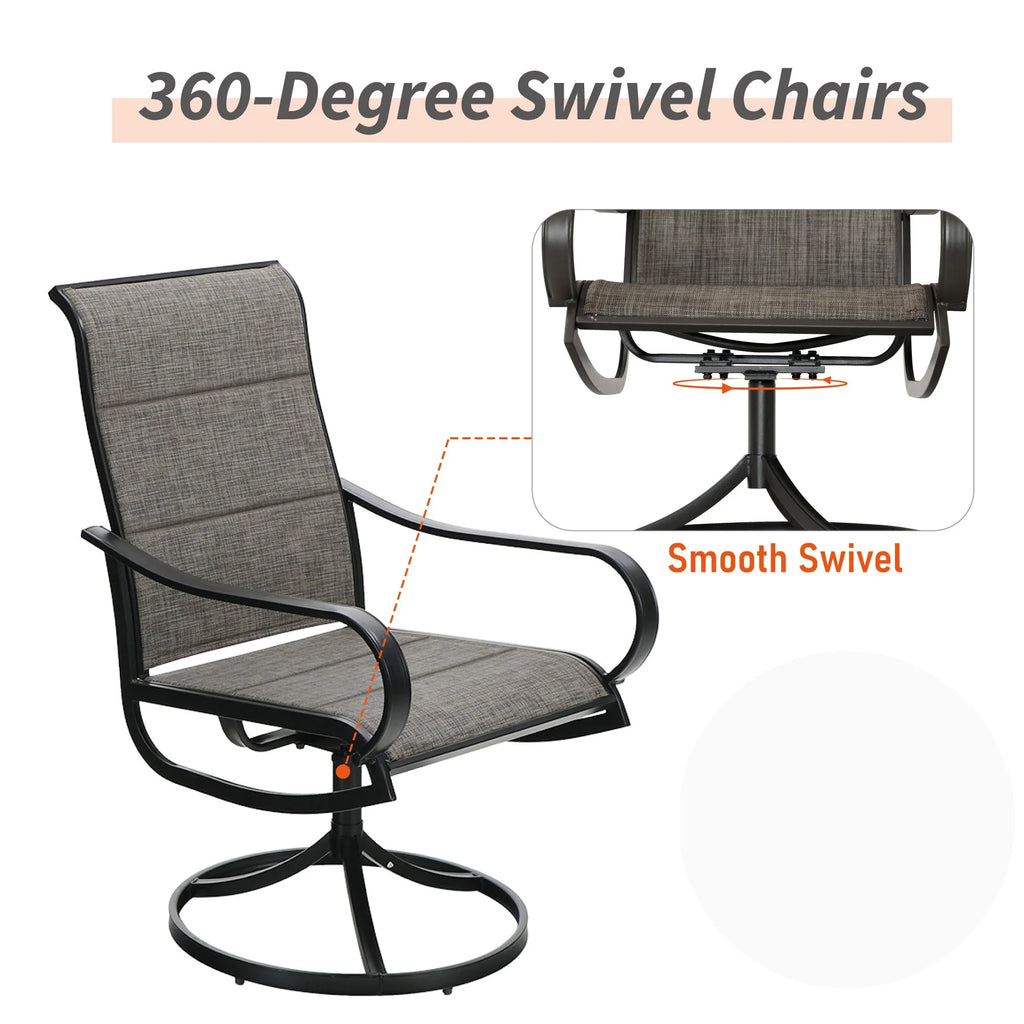 9 Piece Outdoor Metal Patio Dining Set with Square Table and Swivel Padded Chairs W244697