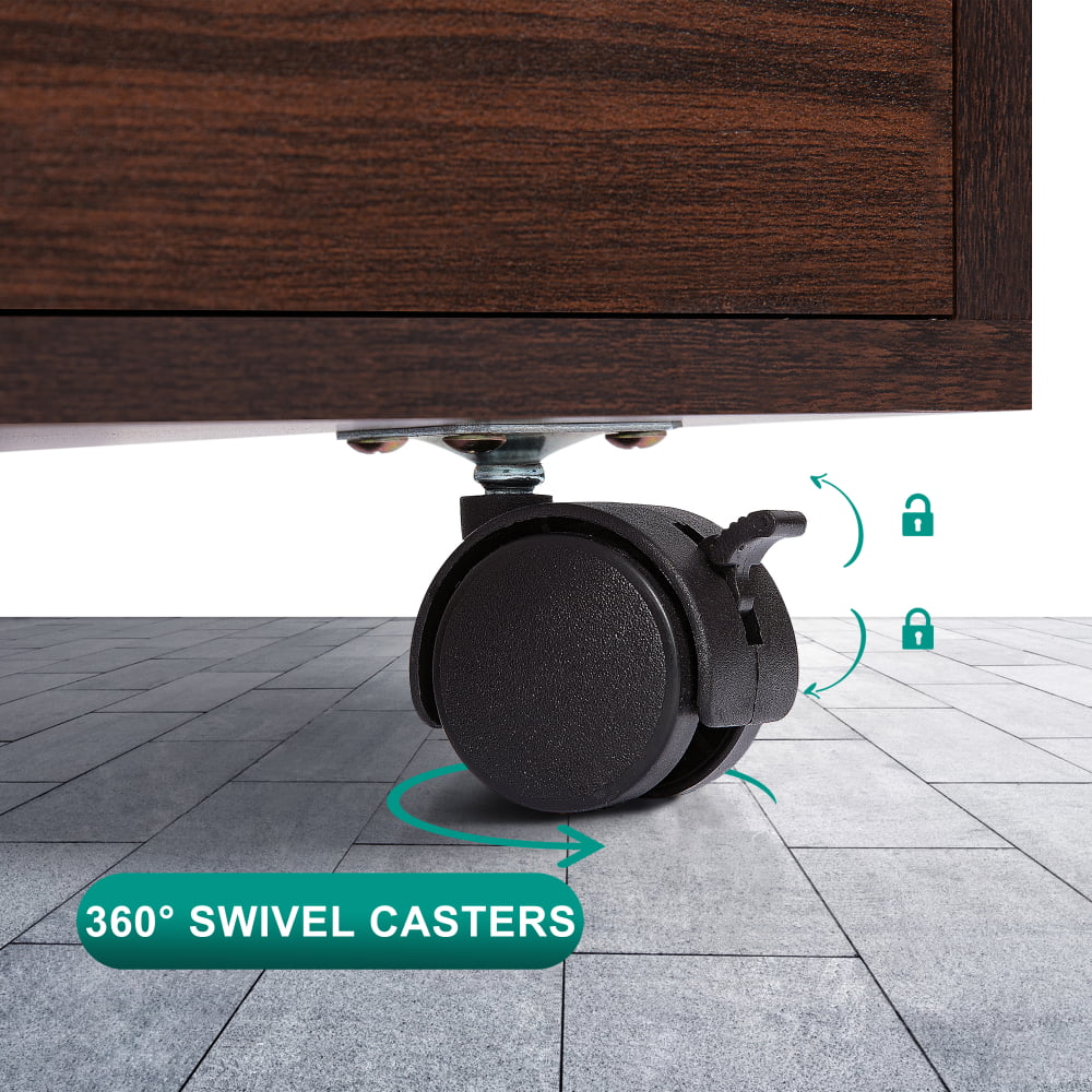 5 Drawer Chest with Wheels, Wood Storage Dresser - Espresso B12627