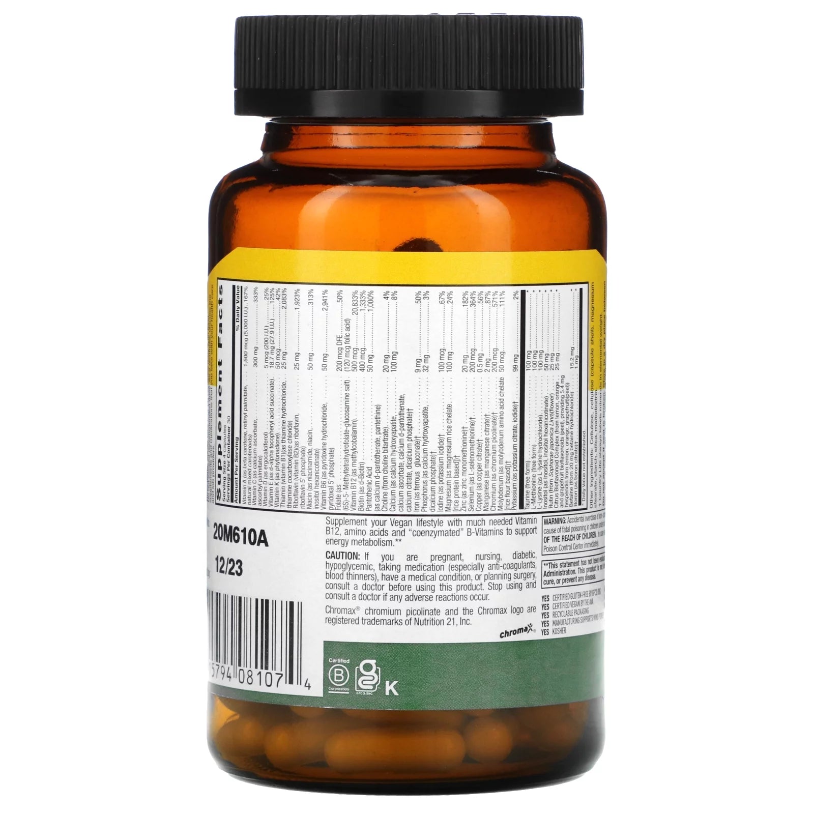 Vegan Multivitamin & Mineral Complex, 120 Capsules P249137
