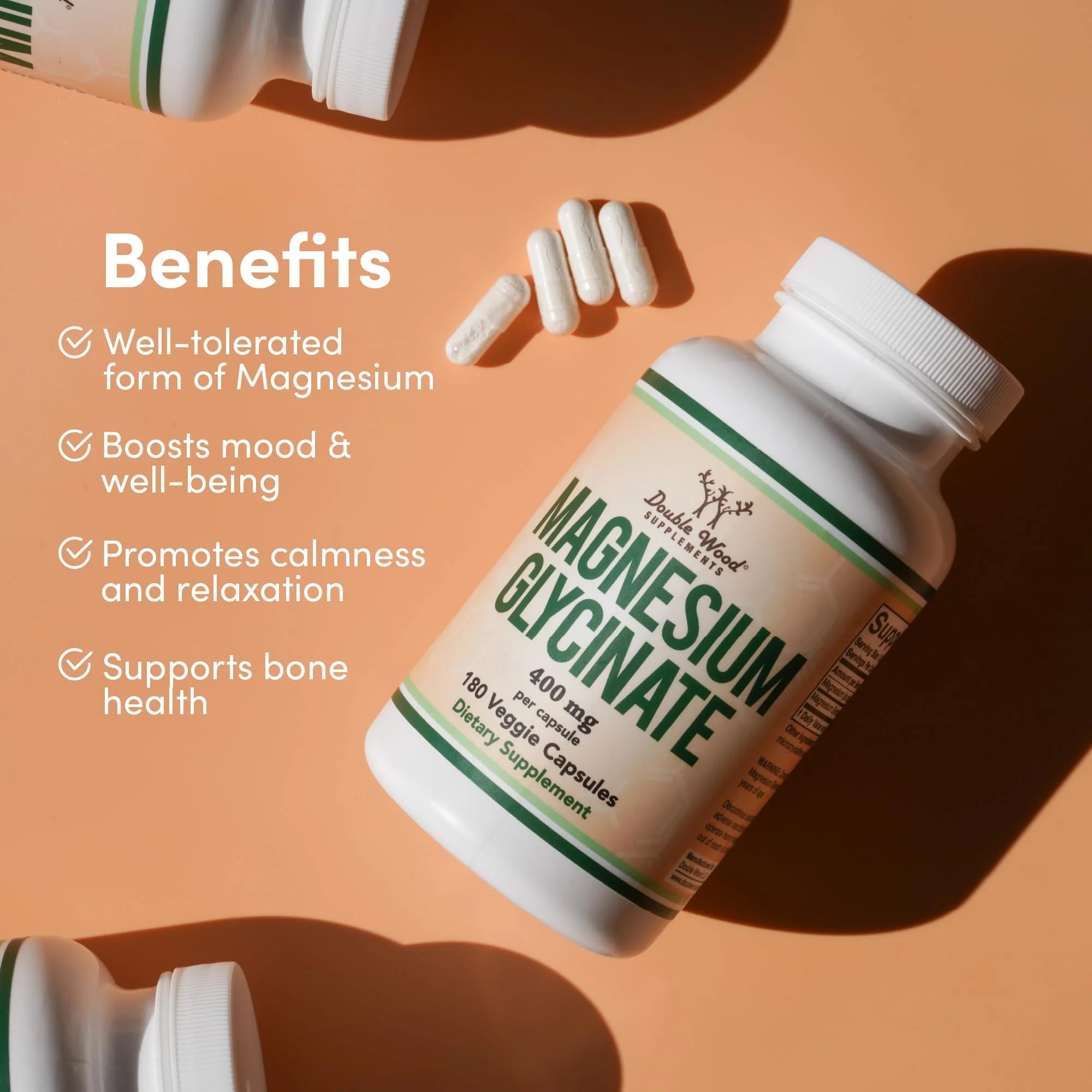 Magnesium Glycinate 400mg, 180 Capsules, High Absorption I59648