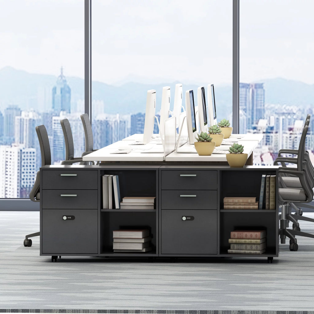 Wood File Cabinet with Lock, Mobile Lateral Filing Cabinet, Printer Stand S51832