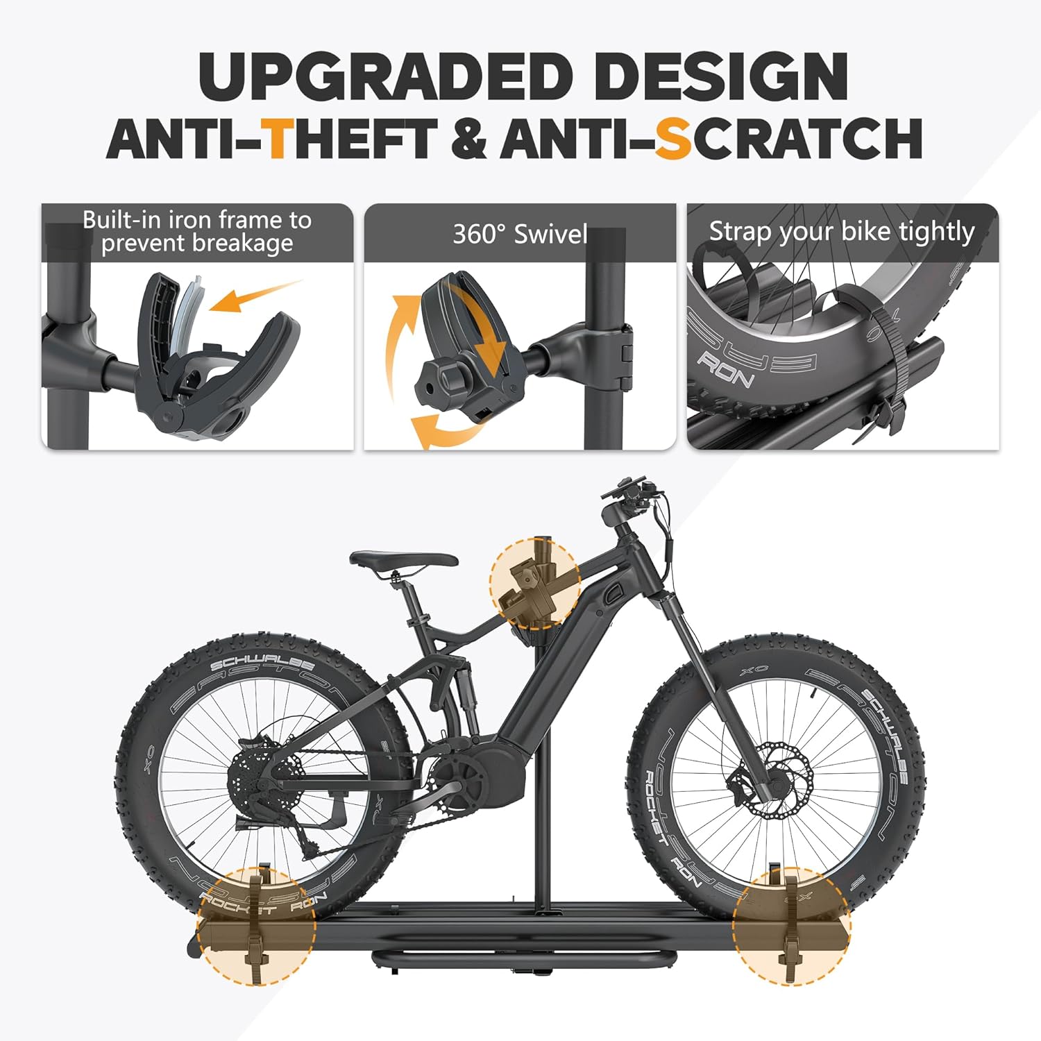 2" Hitch Bike Rack with Ramp, 200lbs Capacity, Fits Fat Tire E-Bikes N246193