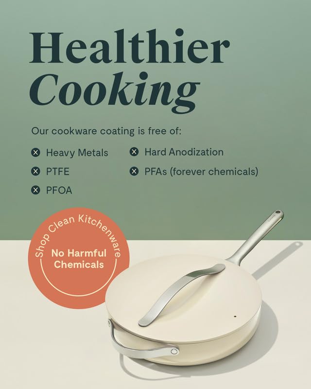 Nonstick Ceramic Sauté Pan with Lid, 4.5 qt, Oven Safe, Gray Q367