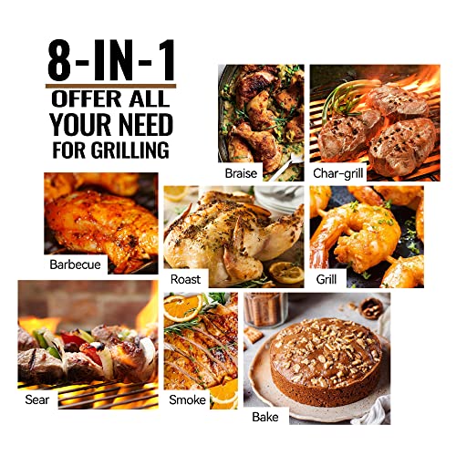 Wood Pellet Grill Smoker with PID Controller, 8-in-1 BBQ Grill, 572 sq in Cooking Area I257489
