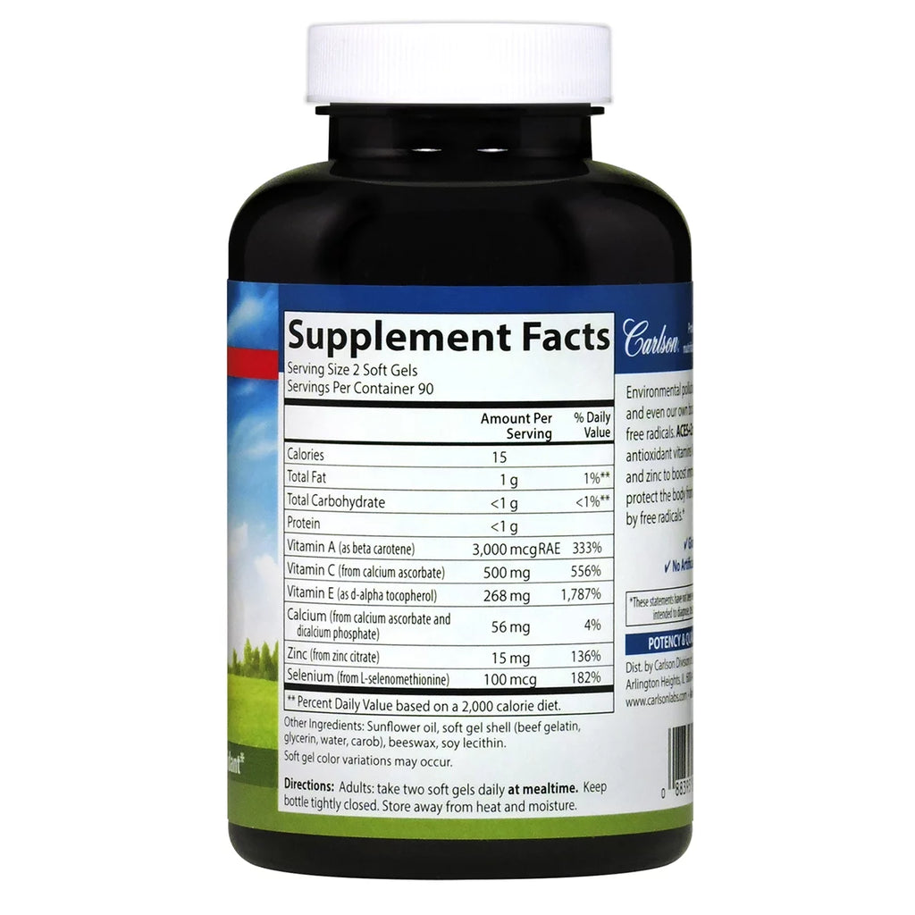 ACES + Zn Vitamins A, C, E Plus Selenium and Zinc - 180 Softgels K62340