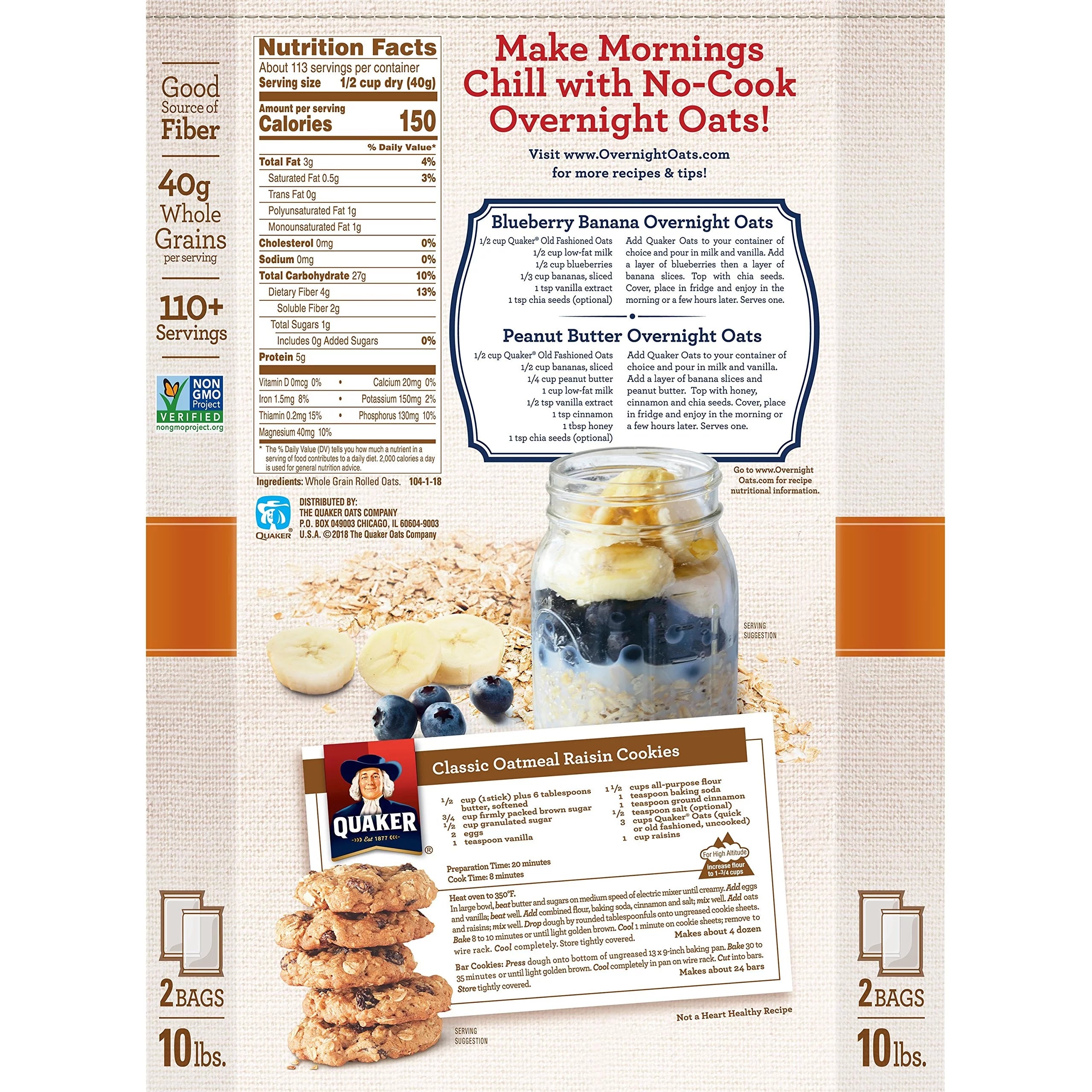 Old Fashioned Oats, 2.5 Lb Bags, 10-Lb Total A410971
