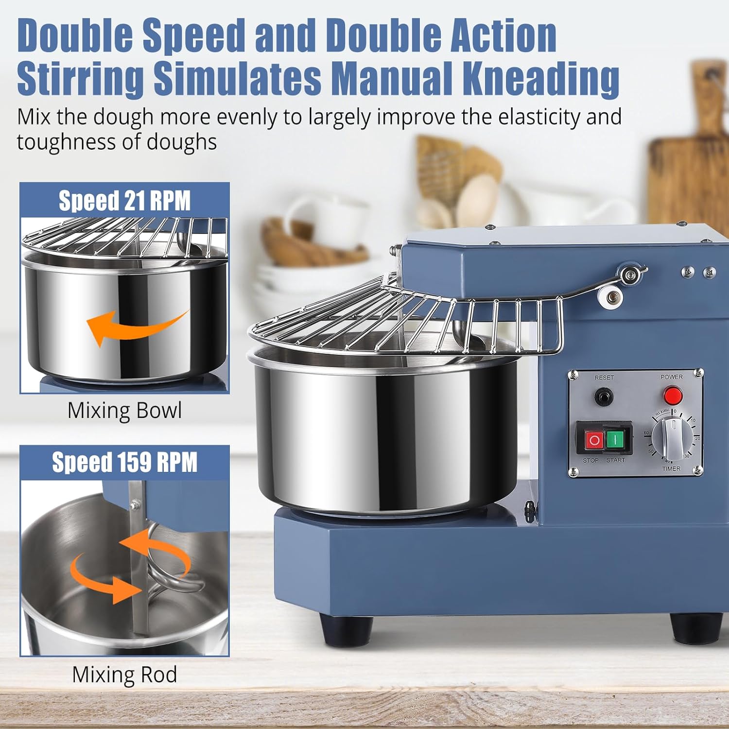 Dough Mixer 8.5Qt, 450W Dual Rotating with Stainless Steel Bowl K72119