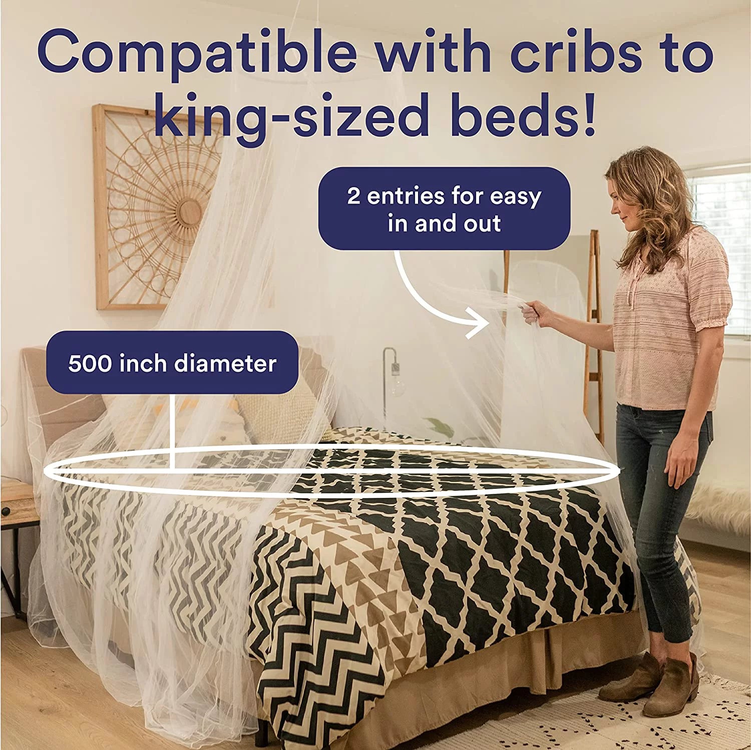 Mosquito Net Bed Canopy, Ultra Large Bug Net, Mesh 380, 2 Entries I241
