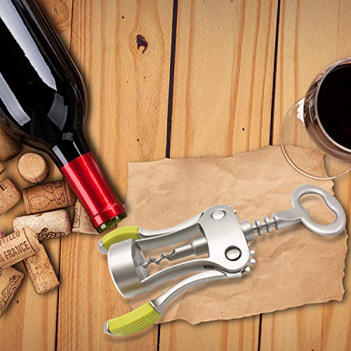Stainless Steel Wing Corkscrew Wine Opener with Bottle Cap Remover U972