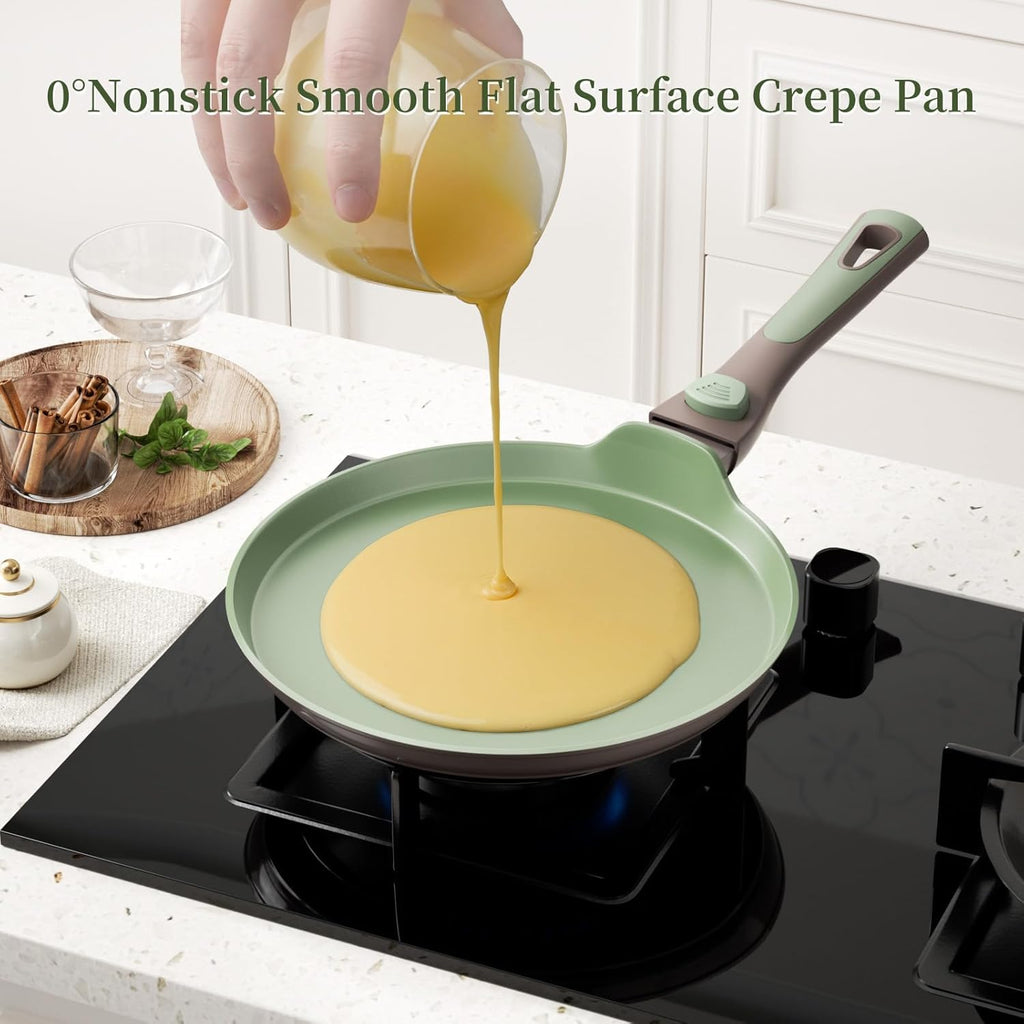 Nonstick Crepe Pan Set with Spreader, 10 & 11 Inch, Detachable Handle F82584