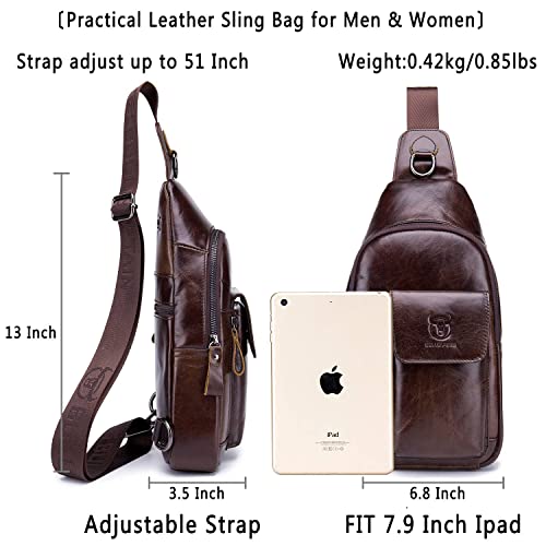 Men's Leather Crossbody Sling Bag for Travel Hiking X970