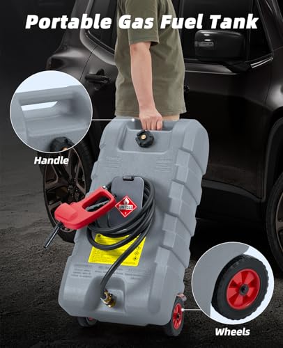 15 Gallon Portable Fuel Caddy with Siphon Pump and 10-Foot Hose H348377