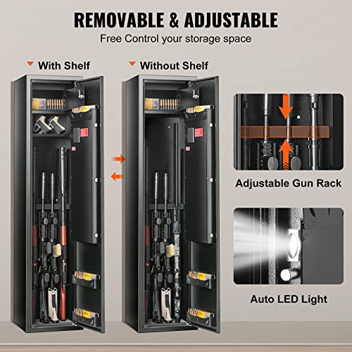 Gun Safe with Digital Keypad, Quick Access Storage Cabinet for Rifles and Shotguns T7376