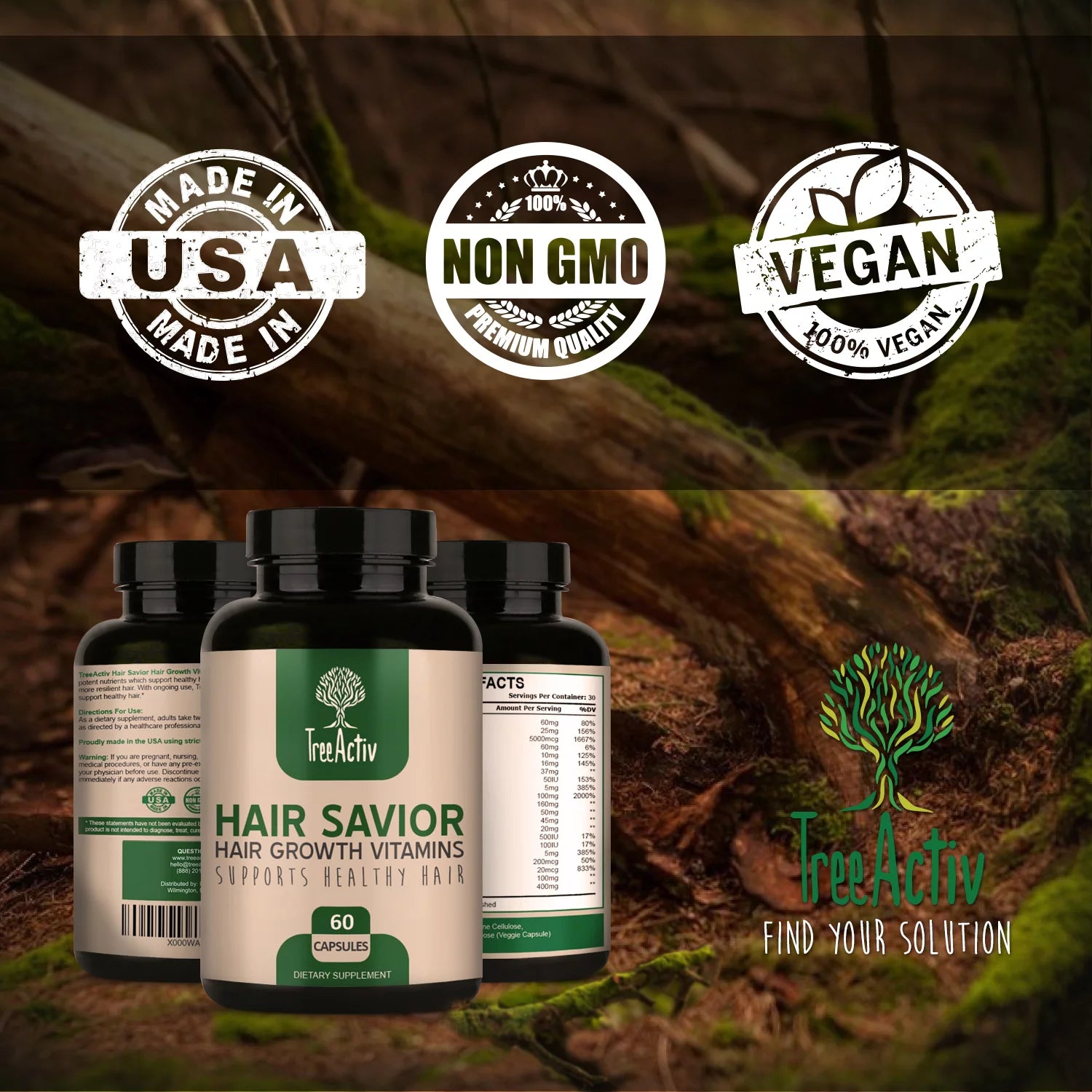 Biotin Hair Growth Vitamins with Saw Palmetto, 60 Capsules K150