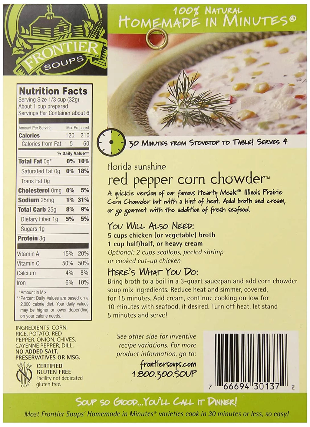 Red Pepper Corn Chowder, 5 oz Bags, Pack of 4 Z43128