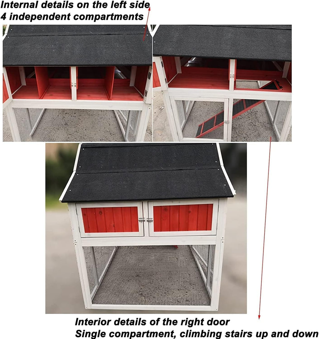 Outdoor Wooden Rabbit Hutch with Wire Mesh Door T979833