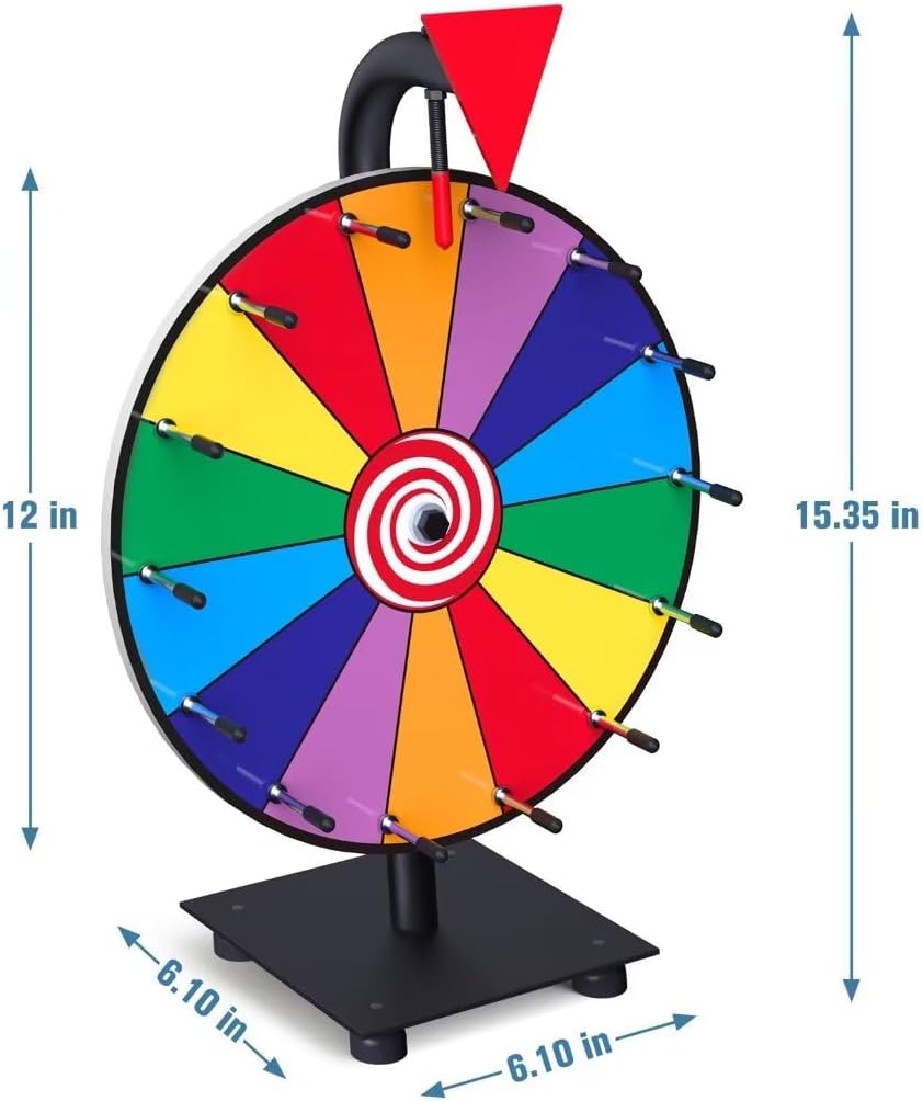 Spinning Prize Wheel with 14 Slots, Heavy Duty Base for Carnival and Trade Shows N596