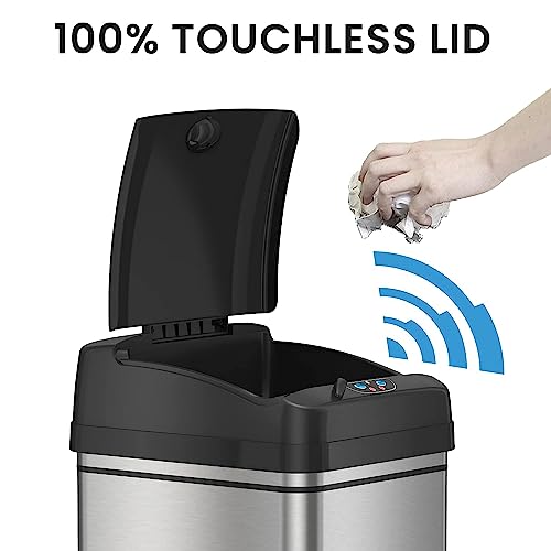 Stainless Steel Dual-Compartment Touchless Sensor Trash Can, 16 Gallon W3144