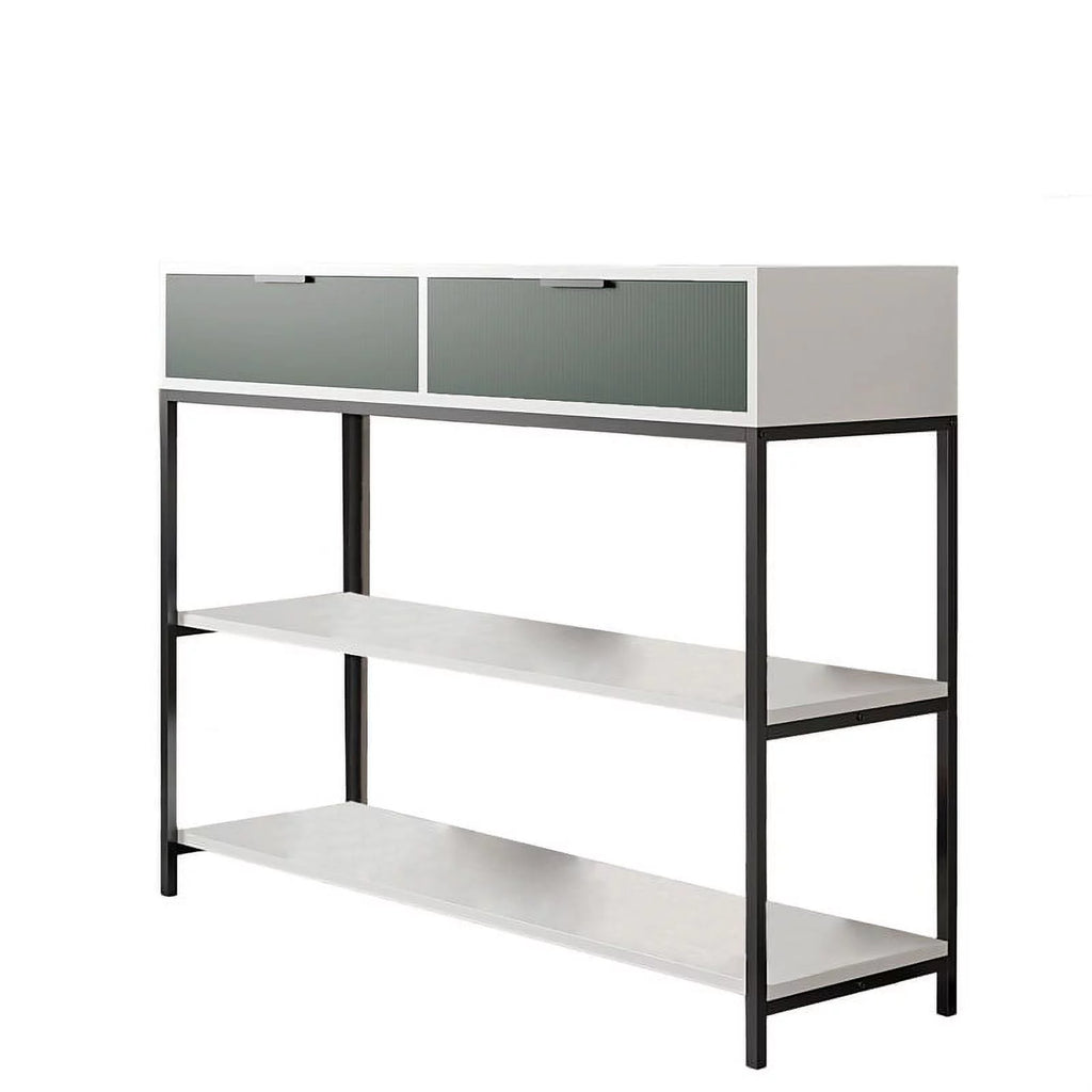 Wood Console Table with Steel Frame and Shelves E564619