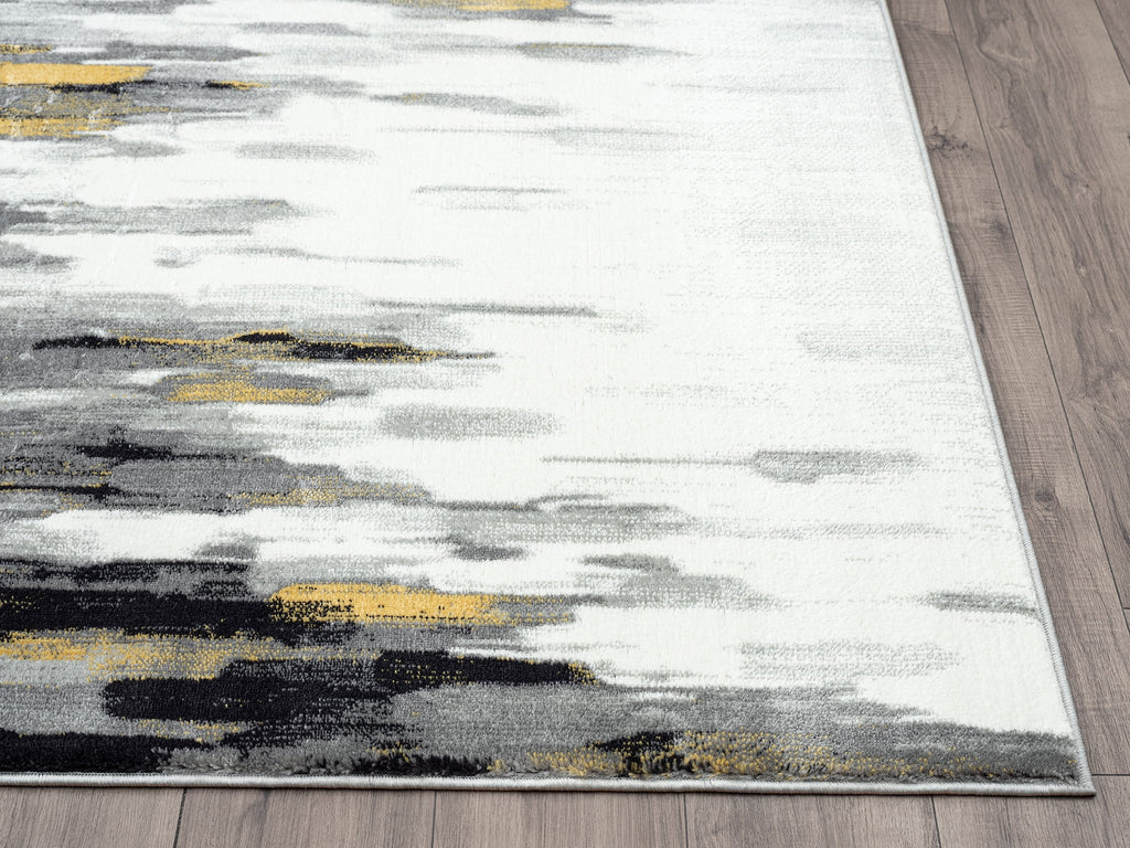 Mid Century Modern Area Rug 6 x 9 Grey Yellow O308