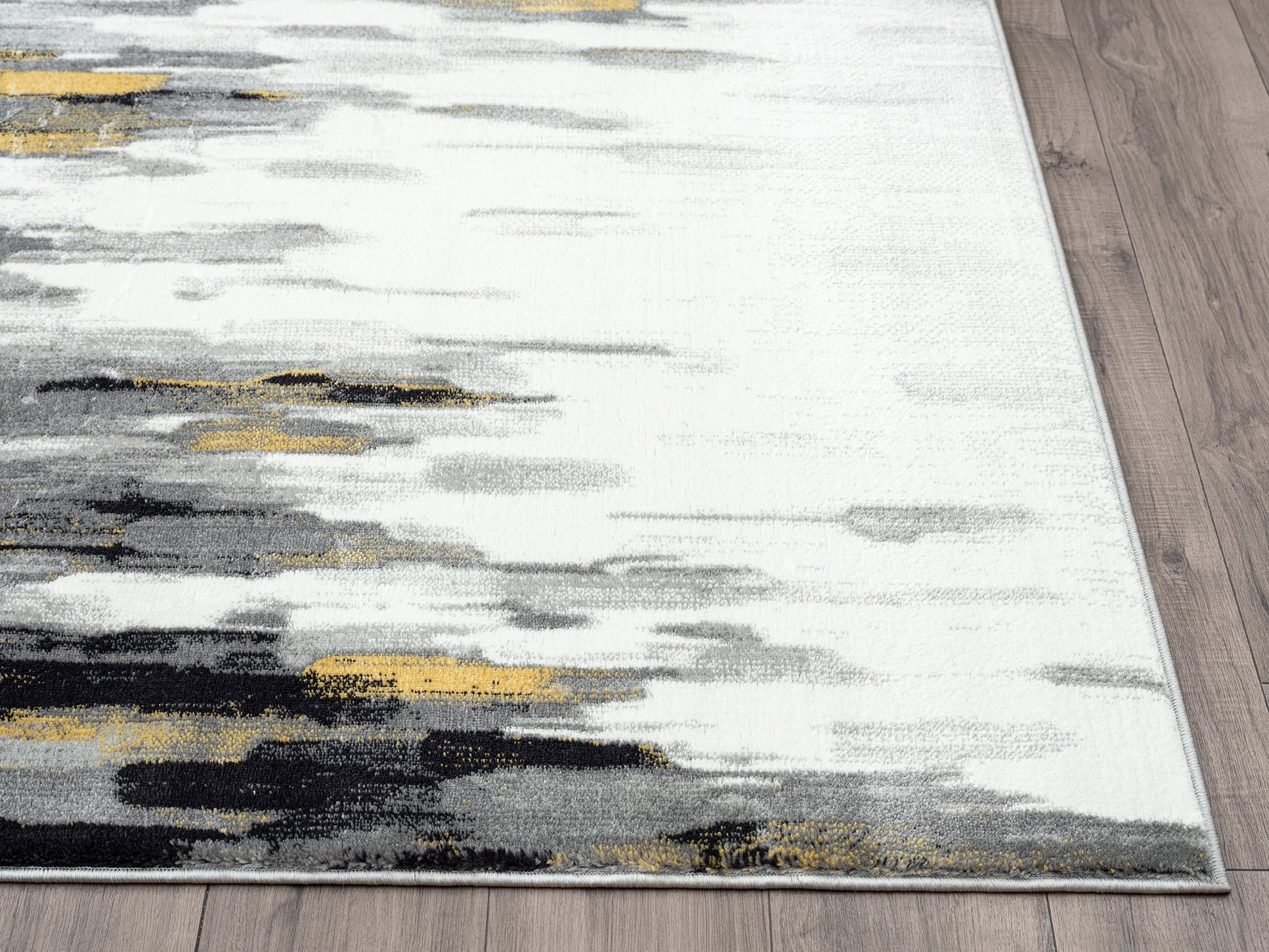 Mid Century Modern Area Rug 6 x 9 Grey Yellow O308