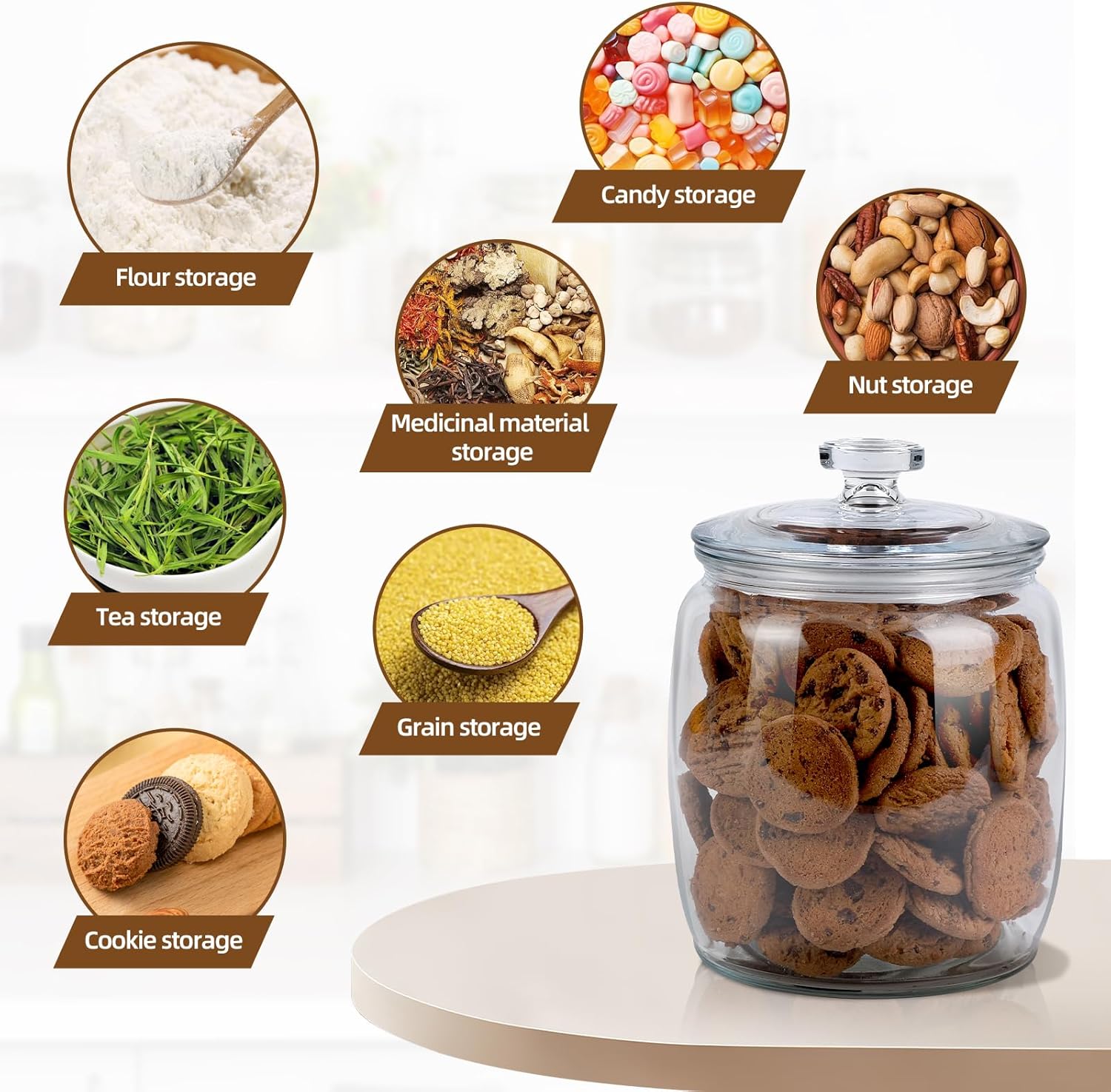 Glass Jar with Lid, 71 oz Wide Mouth Storage Jar for Kitchen B510919