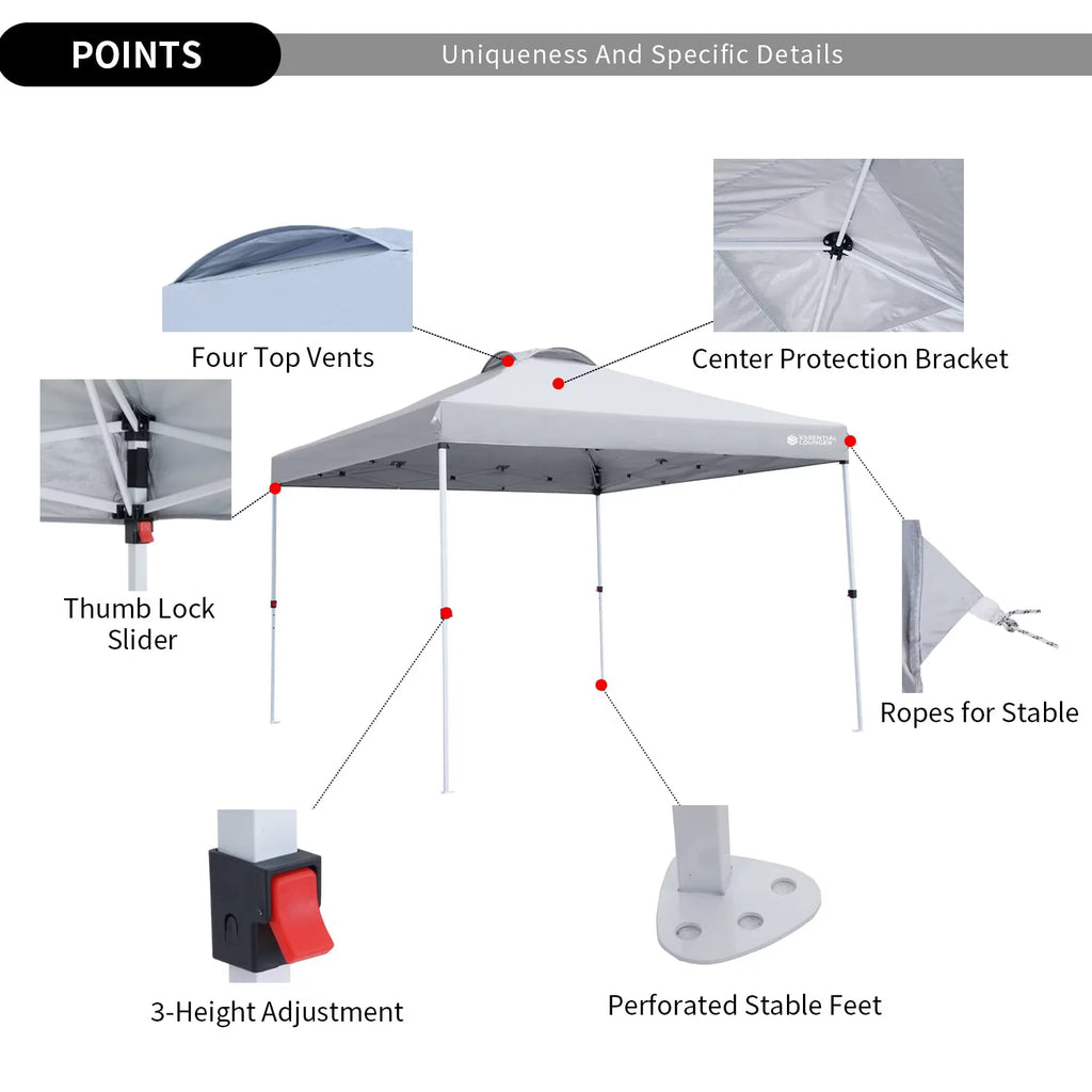 Pop Up Canopy Tent 10x10ft Waterproof Portable with Wheeled Bag F2066