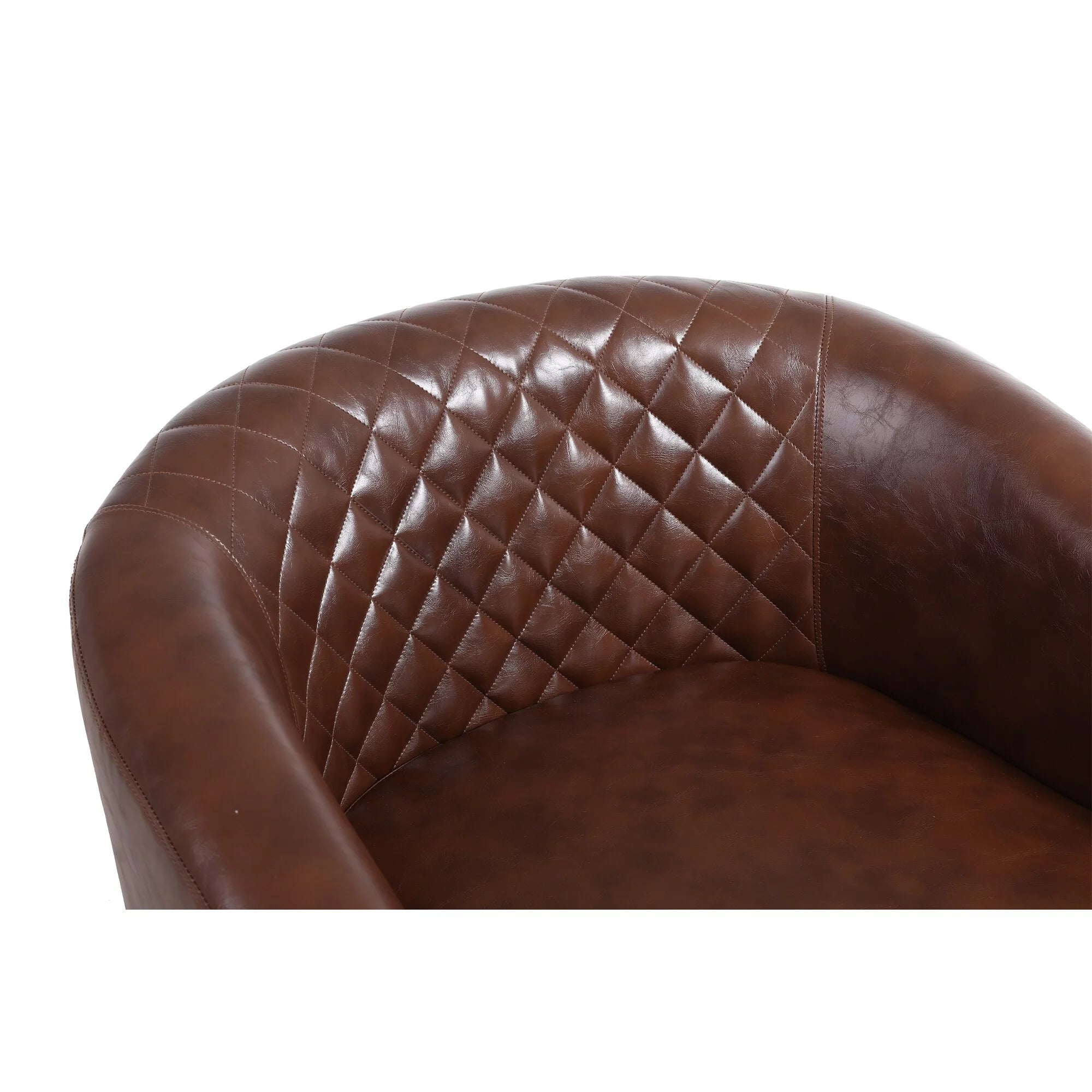 PU Leather Barrel Accent Chair with Nailheads Black V2667