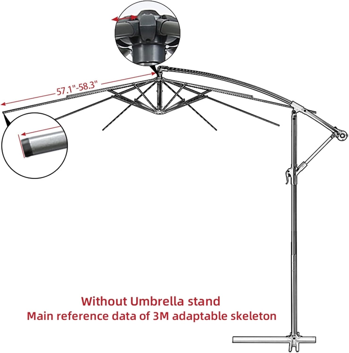 Patio Umbrella Replacement Canopy Top Cover, 8 Ribs, White V64530