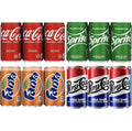 24 Mini Cans Of Variety Soda, 4 flavors, 6 Coke Classic, 6 Pepsi Real Sugar, 6 Sprite, 6 Fanta Orange, 7.5 Fl Oz