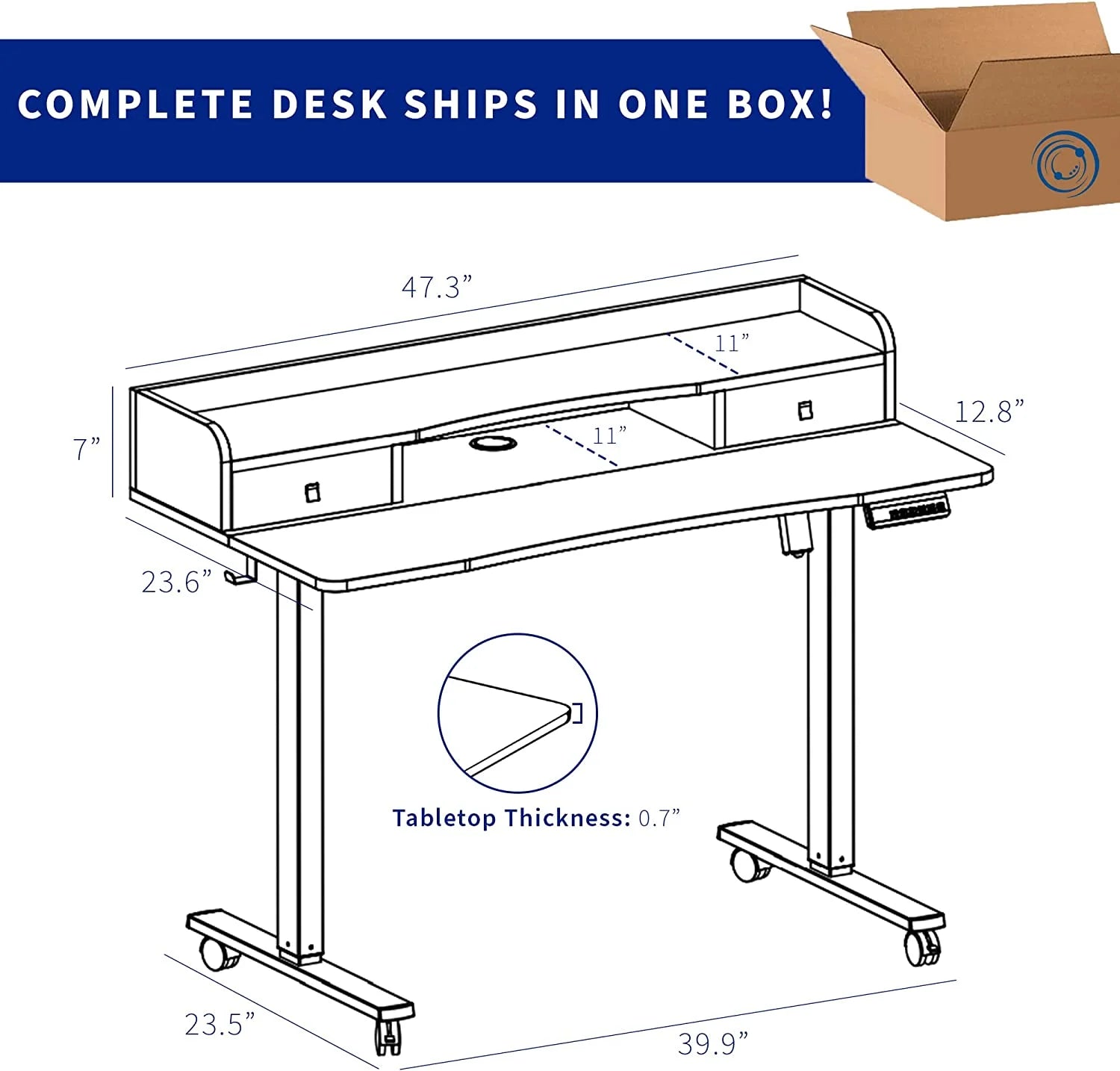 Adjustable Height Standing Desk with Storage Drawers Y818796