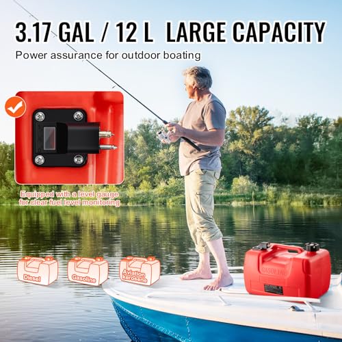 12 Gallon Portable Marine Fuel Tank with Hose N2402
