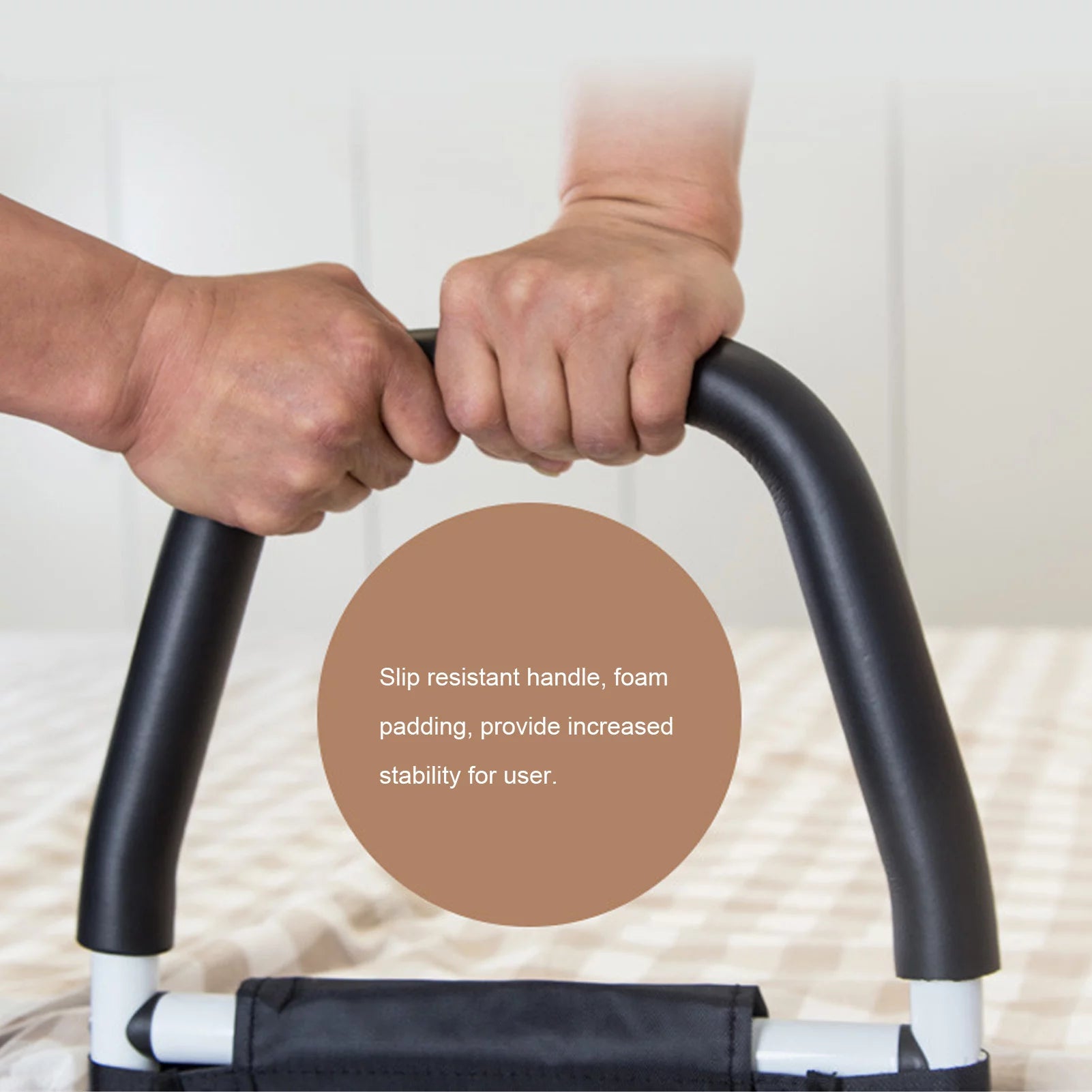 Bed Rail for Elderly Safety, Adjustable Bed Side Handrail with Storage Bag Y74964