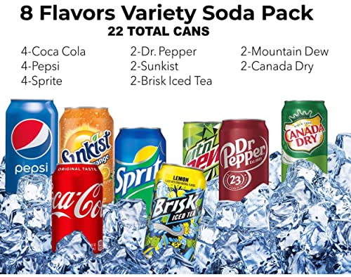 16 Soda Variety Bundle | Multi Flavor Soft Drink Pack | Assorted Cola, Ginger Ale, Iced Tea L5315