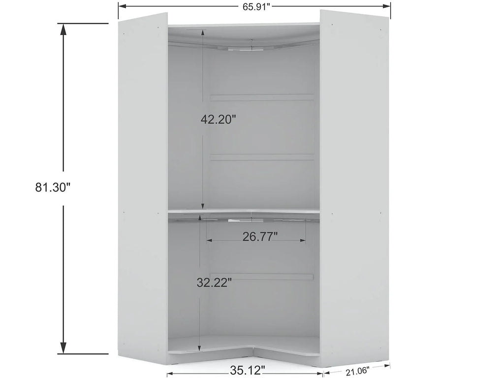 Modern Corner Wardrobe Closet with 2 Drawers U593